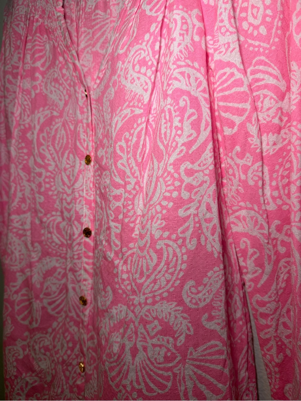 Lilly Pulitzer XS Pink Paisley Floral Summer Coastal Button-Front Blouse - Picture 4 of 6